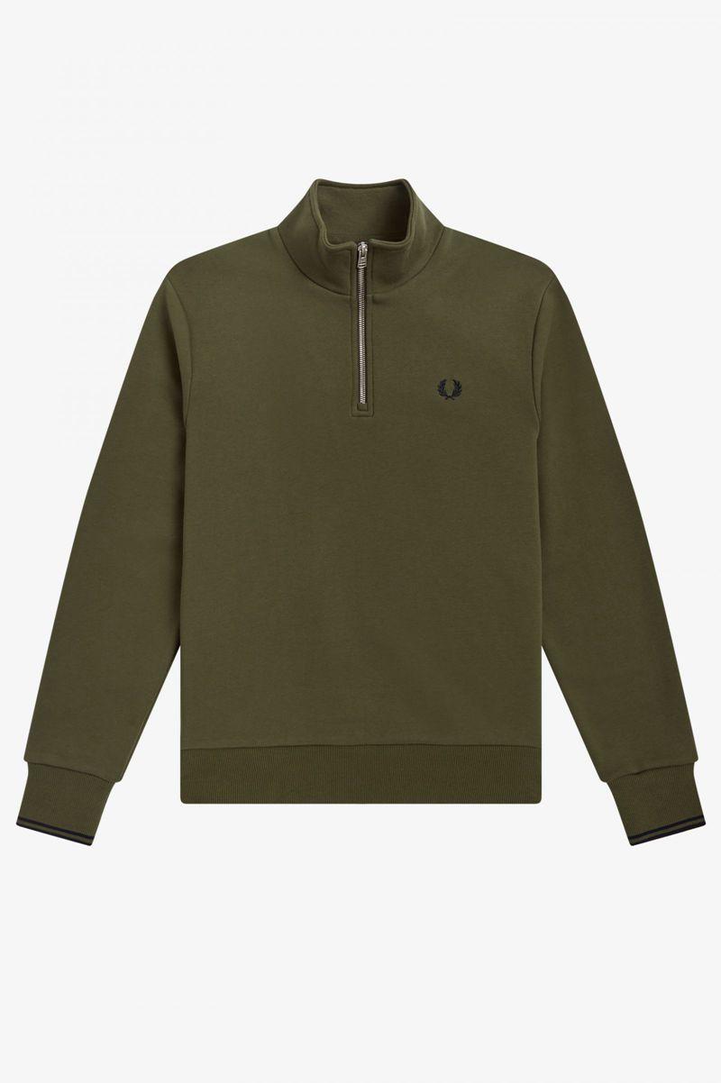 Green Fred Perry Half Zip Men's Sweatshirts | PH 1584KORI